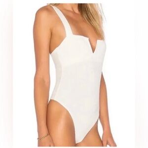 White pippa bodysuit free people small V neck